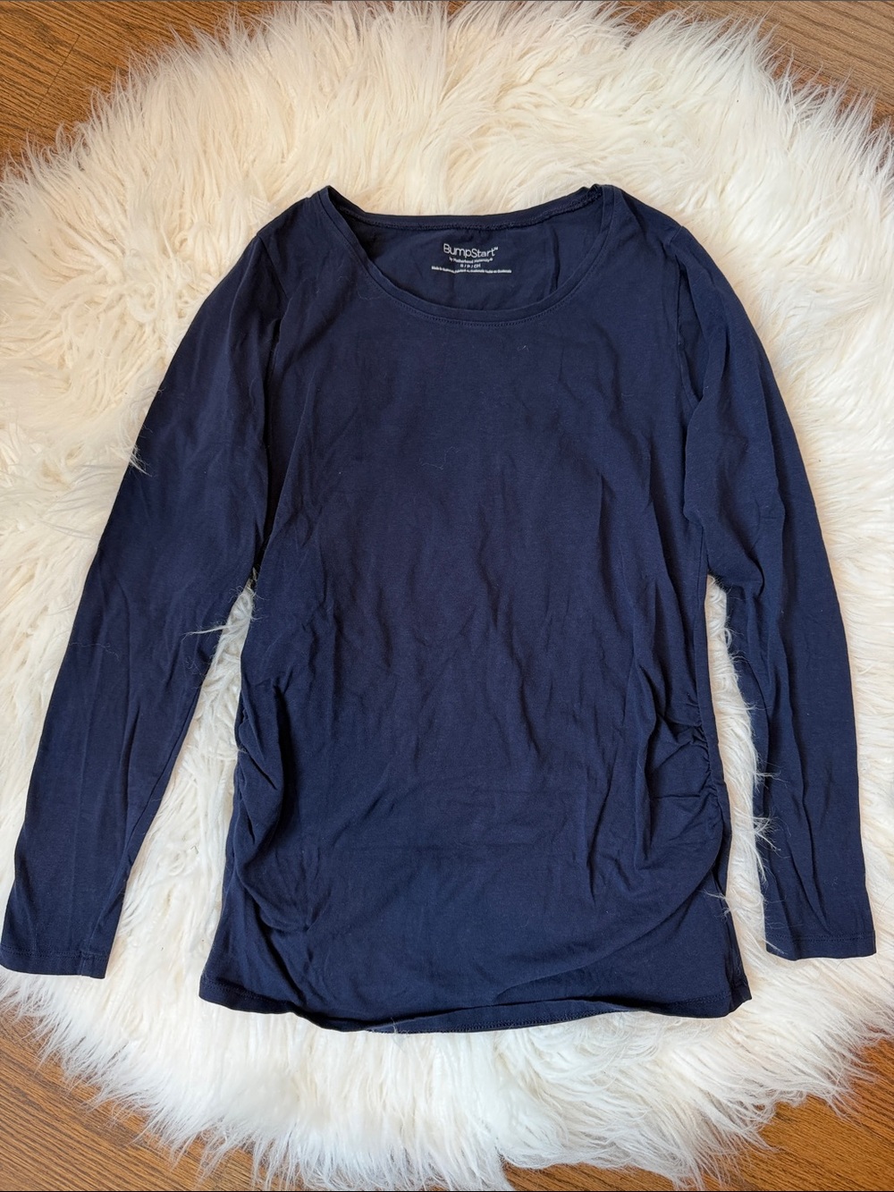 BumpStart Navy Long-Sleeve Scoop Neck Maternity Top